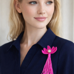 Prendedor color rosado fuerte en Macrame